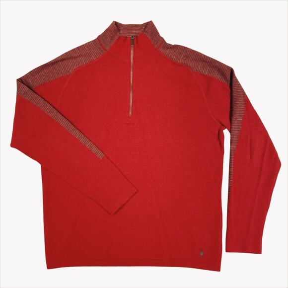 SMARTWOOL Men's 100% Merino Wool Quarter-Zip Brick Red Sweater Size L - Picture 1 of 8